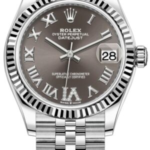 Rolex Datejust 31 Stainless Steel and White Gold Dark Grey Roman Diamond Dial Women's Watch M278274-0028