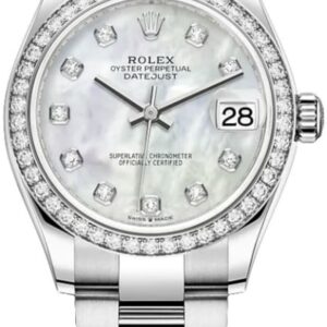 Rolex Datejust 31 Stainless Steel and White Gold Mother-of-Pearl Diamond Dial Diamond Bezel Women's Watch M278384RBR-0007