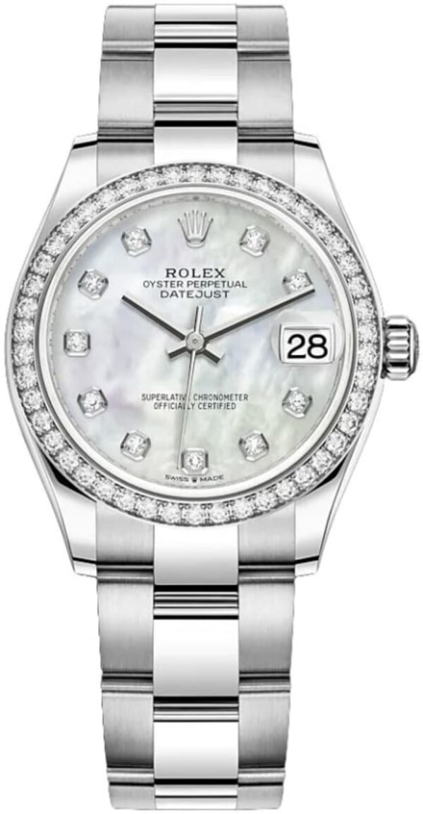 Rolex Datejust 31 Stainless Steel and White Gold Mother-of-Pearl Diamond Dial Diamond Bezel Women's Watch M278384RBR-0007