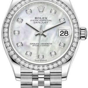 Rolex Datejust 31 Stainless Steel and White Gold Mother-of-Pearl Diamond Dial Diamond Bezel Women's Watch M278384RBR-0008