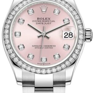 Rolex Datejust 31 Stainless Steel and White Gold Pink Diamond Dial Diamond Bezel Women's Watch M278384RBR-0035