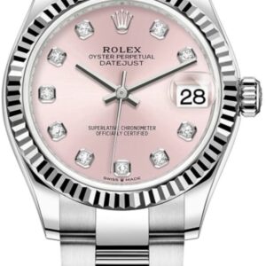 Rolex Datejust 31 Stainless Steel and White Gold Pink Diamond Dial Women's Watch M278274-0031