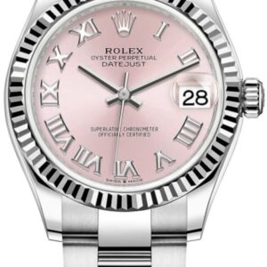 Rolex Datejust 31 Stainless Steel and White Gold Pink Roman Dial Women's Watch M278274-0019
