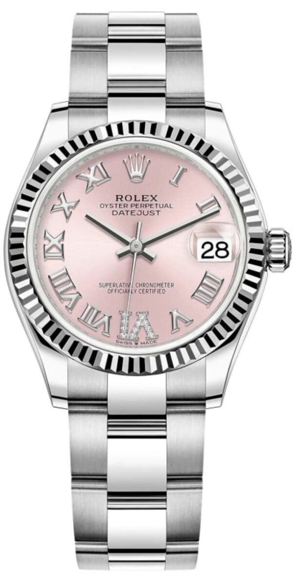 Rolex Datejust 31 Stainless Steel and White Gold Pink Roman Diamond Dial Women's Watch M278274-0023