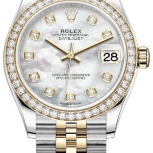 Rolex Datejust 31 Stainless Steel and Yellow Gold Mother of Pearl Diamond Dial Diamond Bezel Women's Watch M278383RBR-0028