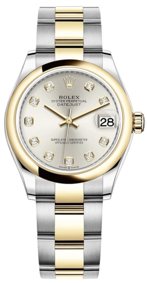 Rolex Datejust 31 Stainless Steel and Yellow Gold Silver Diamond Dial Women's Watch M278243-0019