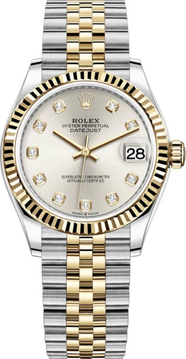 Rolex Datejust 31 Stainless Steel and Yellow Gold Silver Diamond Dial Women's Watch M278273-0020