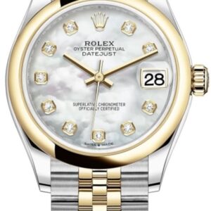 Rolex Datejust 31 Stainless Steel and Yellow Gold White Mother-of-Pearl Diamond Dial Women's Watch M278243-0028