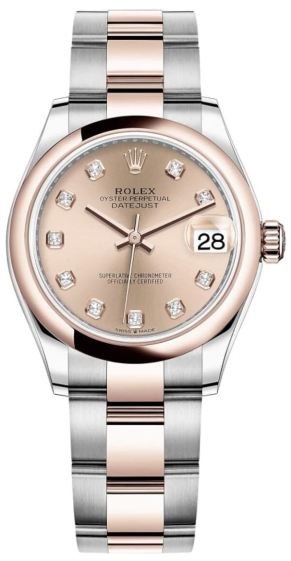 Rolex Datejust 31 Steel and 18kt Everose Gold Rose Diamond Dial Women's Watch M278241-0023