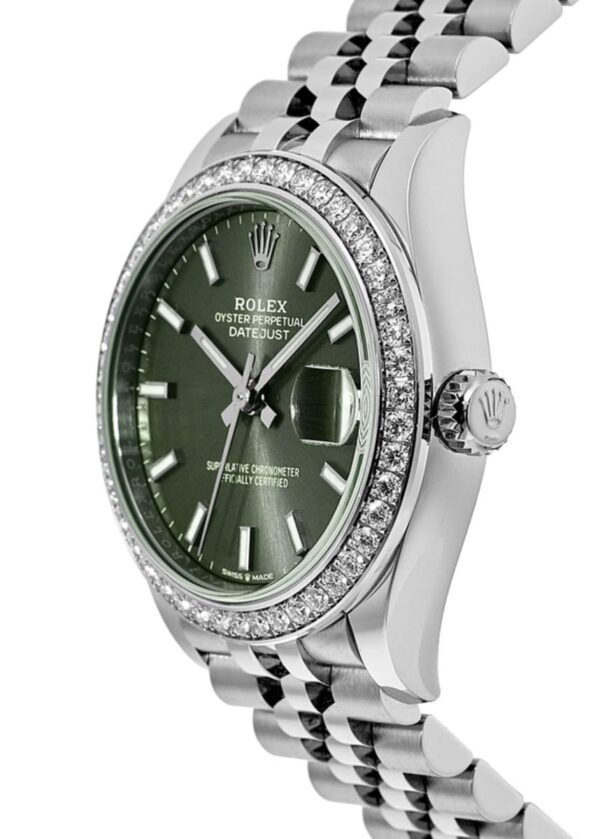 Rolex Datejust 31 White Gold Mint Green Dial Diamond Bezel Women's Watch M278384RBR-0021 - Image 2