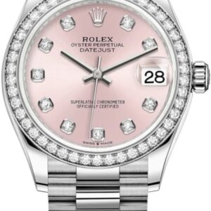 Rolex Datejust 31 White Gold Pink Diamond Dial Diamond Bezel Women's Watch M278289RBR-0022