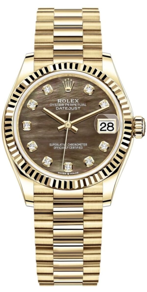 Rolex Datejust 31 Yellow Gold Black Mother-of-Pearl Diamond Dial Women's Watch M278278-0038