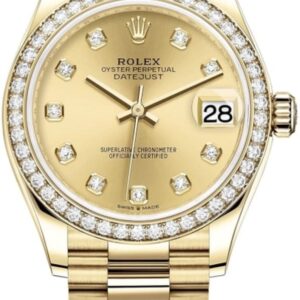 Rolex Datejust 31 Yellow Gold Champagne Diamond Dial Diamond Bezel Women's Watch M278288RBR-0005