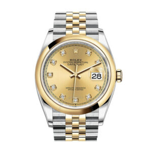 Rolex Datejust 36 Champagne Diamond Dial Men's Steel and 18k Yellow Gold Jubilee Watch 126203CDJ