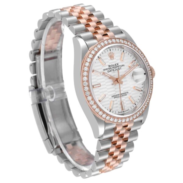 Rolex Datejust 36 Fluted Dial Diamond Bezel Steel Rose Gold Mens Watch 126281 - Image 3