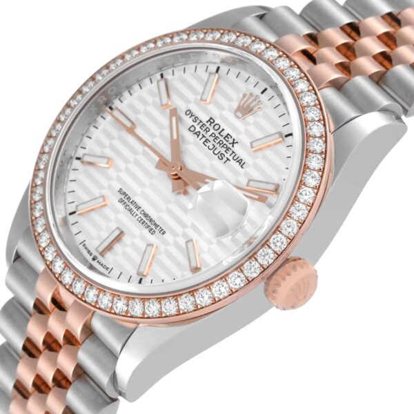Rolex Datejust 36 Fluted Dial Diamond Bezel Steel Rose Gold Mens Watch 126281 - Image 5