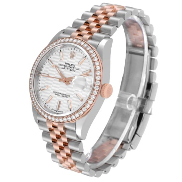 Rolex Datejust 36 Fluted Dial Diamond Bezel Steel Rose Gold Mens Watch 126281 - Image 4