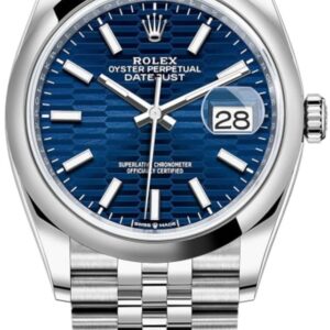 Rolex Datejust 36 Stainless Steel Blue Fluted-Motif Dial Women's Watch M126200-0021