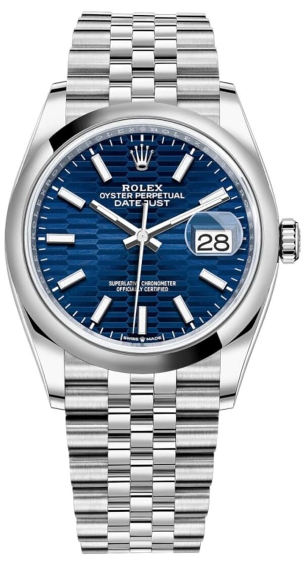 Rolex Datejust 36 Stainless Steel Blue Fluted-Motif Dial Women's Watch M126200-0021