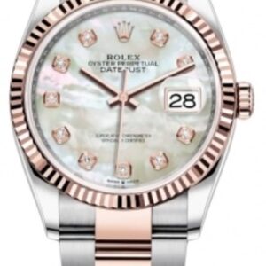 Rolex Datejust 36 Steel & Everose Gold Mother of Pearl Diamond Dial Women's Watch M126231-0022