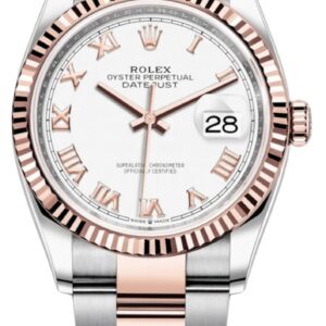 Rolex Datejust 36 Steel & Everose Gold White Roman Dial Women's Watch M126231-0016