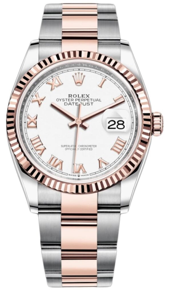 Rolex Datejust 36 Steel & Everose Gold White Roman Dial Women's Watch M126231-0016