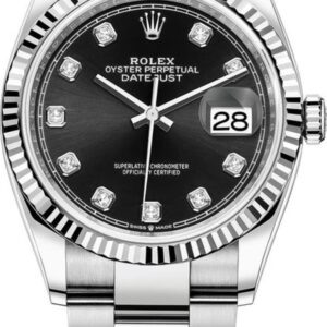 Rolex Datejust 36 Steel & White Gold Black Diamond Dial Women's Watch M126234-0028