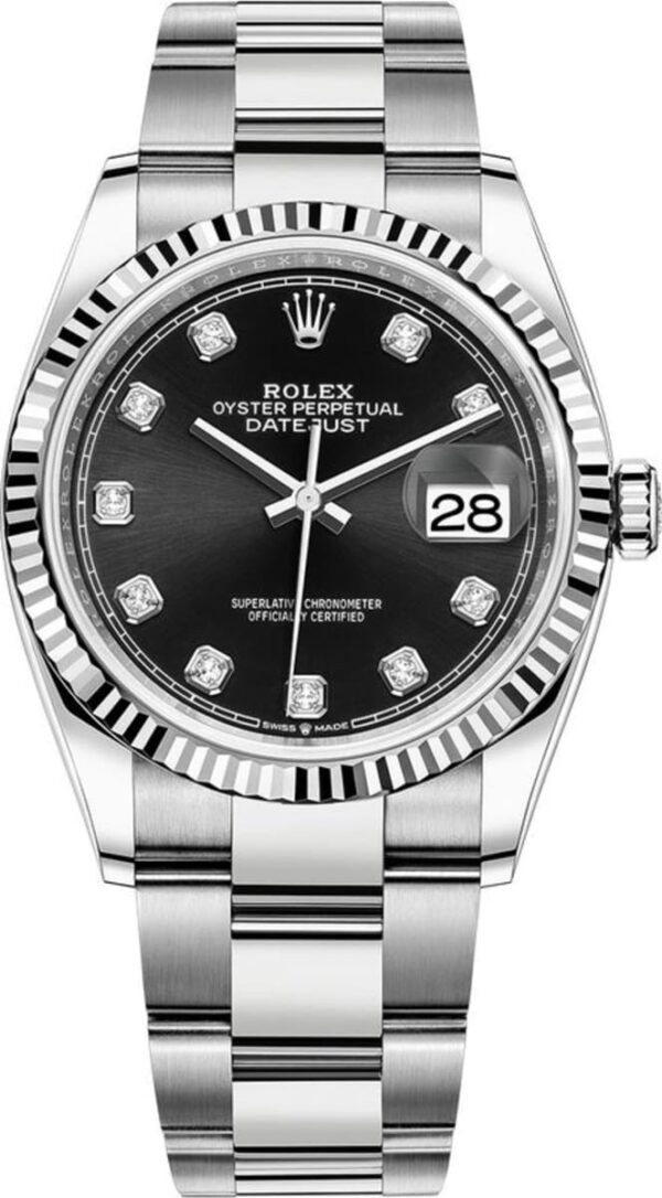 Rolex Datejust 36 Steel & White Gold Black Diamond Dial Women's Watch M126234-0028