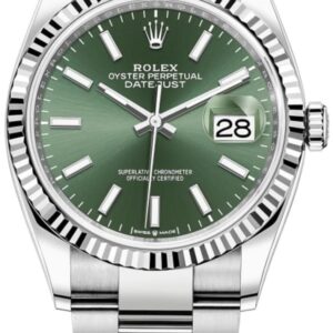 Rolex Datejust 36 Steel & White Gold Mint Green Dial Women's Watch M126234-0052