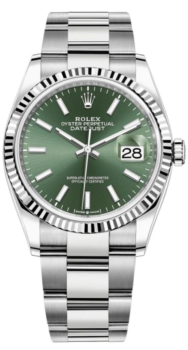 Rolex Datejust 36 Steel & White Gold Mint Green Dial Women's Watch M126234-0052