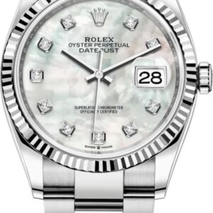 Rolex Datejust 36 Steel & White Gold Mother-of-Pearl Diamond Dial Women's Watch M126234-0020