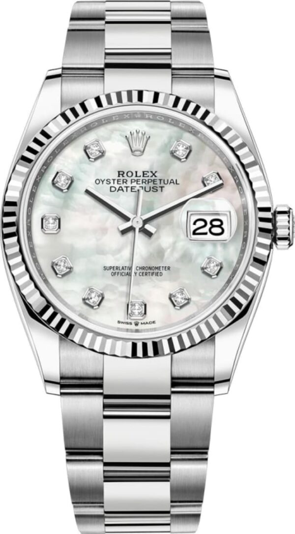 Rolex Datejust 36 Steel & White Gold Mother-of-Pearl Diamond Dial Women's Watch M126234-0020