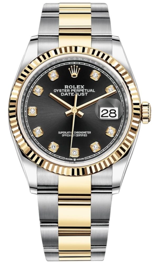 Rolex Datejust 36 Steel & Yellow Gold Black Diamond Dial Women's Watch M126233-0022