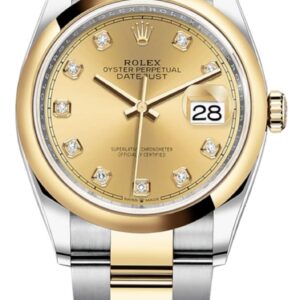 Rolex Datejust 36 Steel & Yellow Gold Champagne Diamond Dial Men's Watch M126203-0018