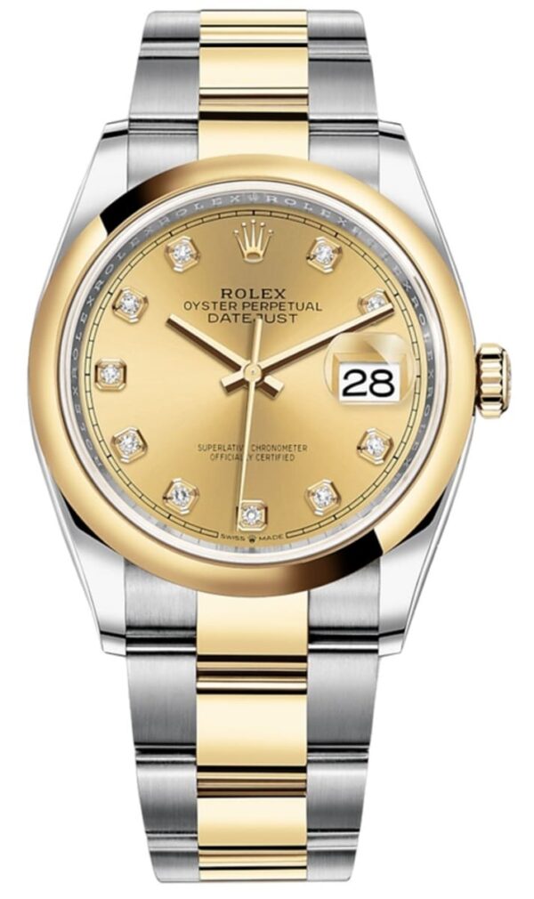 Rolex Datejust 36 Steel & Yellow Gold Champagne Diamond Dial Men's Watch M126203-0018