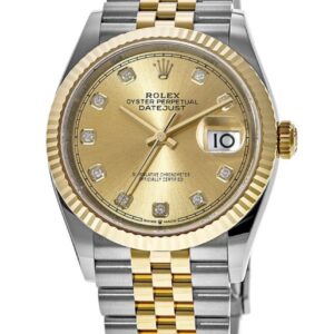 Rolex Datejust 36 Steel & Yellow Gold Champagne Diamond Dial Women's Watch M126233-0017