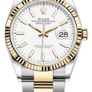Rolex Datejust 36 Steel & Yellow Gold White Dial Women's Watch M126233-0020