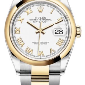 Rolex Datejust 36 Steel & Yellow Gold White Roman Dial Women's Watch M126203-0030