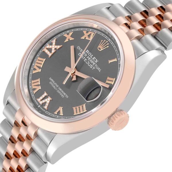 Rolex Datejust 36 Steel Rose Gold Slate Diamond Dial Mens Watch 126201 Box Card - Image 4