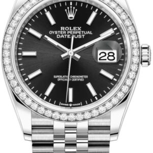 Rolex Datejust 36 White Gold & Diamonds Black Dial Women's Watch M126284RBR-0007