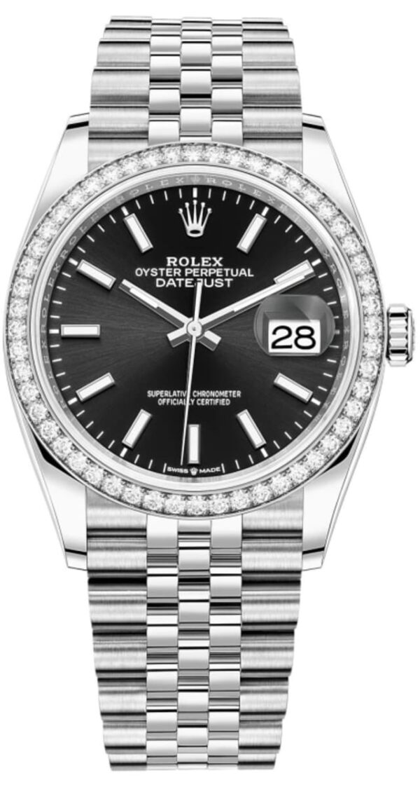 Rolex Datejust 36 White Gold & Diamonds Black Dial Women's Watch M126284RBR-0007