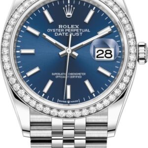 Rolex Datejust 36 White Gold & Diamonds Blue Dial Women's Watch M126284RBR-0009