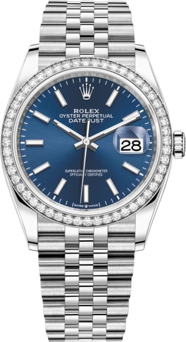 Rolex Datejust 36 White Gold & Diamonds Blue Dial Women's Watch M126284RBR-0009