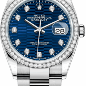 Rolex Datejust 36 White Gold & Diamonds Blue Fluted-Motif Diamond Dial Women's Watch M126284RBR-0050