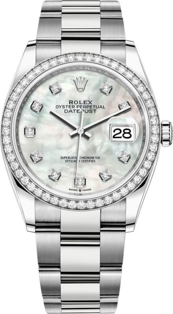Rolex Datejust 36 White Gold & Diamonds Mother of Pearl Diamond Dial Women's Watch M126284RBR-0012