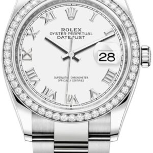 Rolex Datejust 36 White Gold & Diamonds White Roman Dial Women's Watch M126284RBR-0018