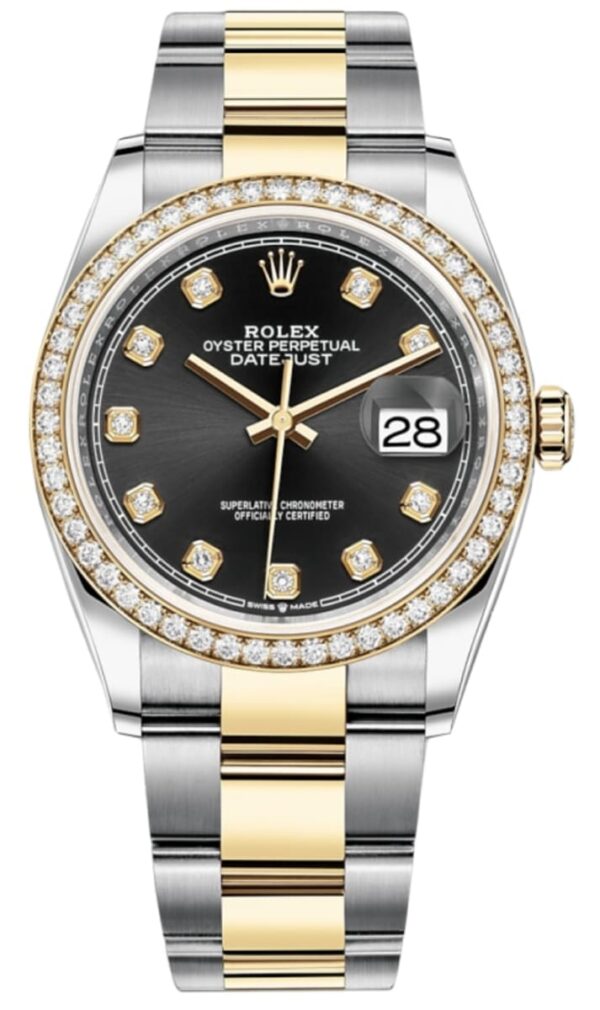 Rolex Datejust 36 Yellow Gold & Diamonds Black Diamond Dial Women's Watch M126283RBR-0008