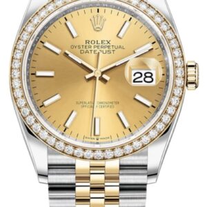 Rolex Datejust 36 Yellow Gold & Diamonds Champagne Dial Women's Watch M126283RBR-0001