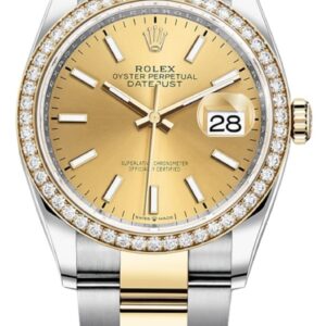 Rolex Datejust 36 Yellow Gold & Diamonds Champagne Dial Women's Watch M126283RBR-0002
