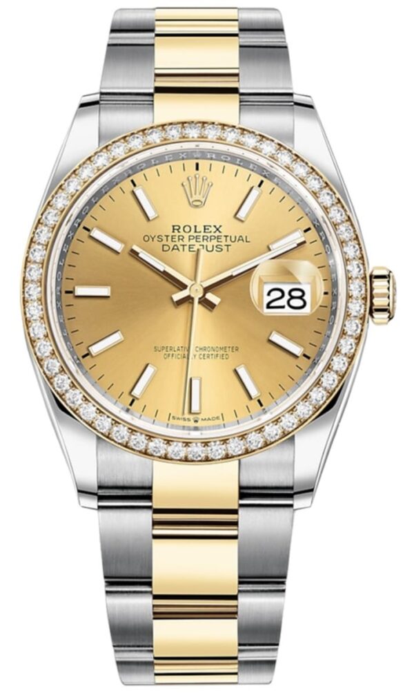 Rolex Datejust 36 Yellow Gold & Diamonds Champagne Dial Women's Watch M126283RBR-0002